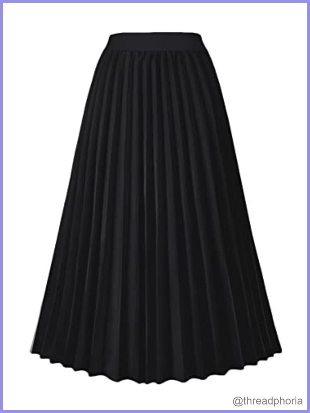 High Waist Pleated A-Line Midi Skirt Swing Flare